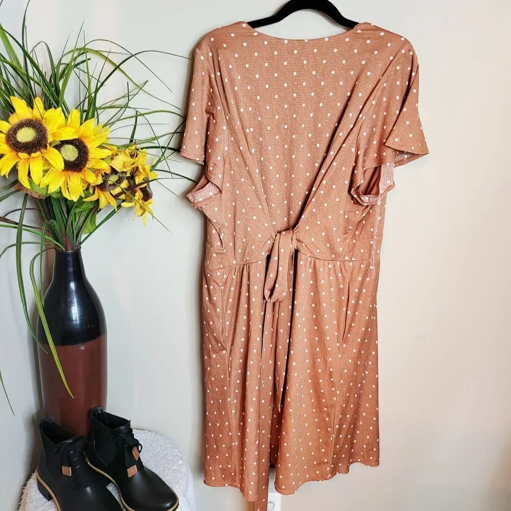 Lane Bryant Brown Polka Dot Midi Dress
